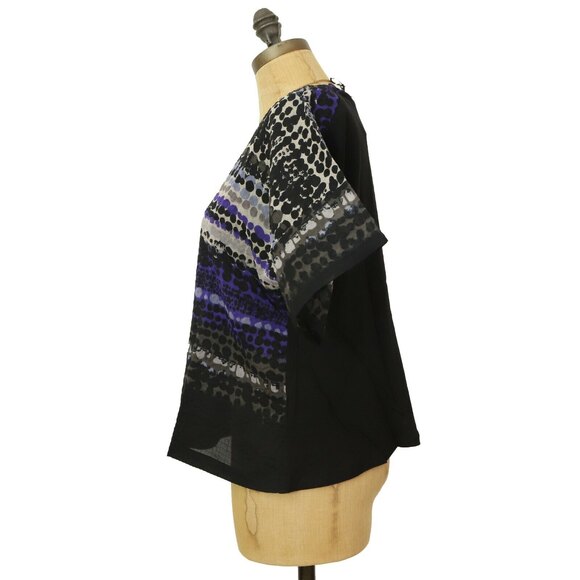 Line & Dot Boxy Top M Short Sleeve Splattered Polka Dot Black Multi NEW Tag B3 - Picture 4 of 4